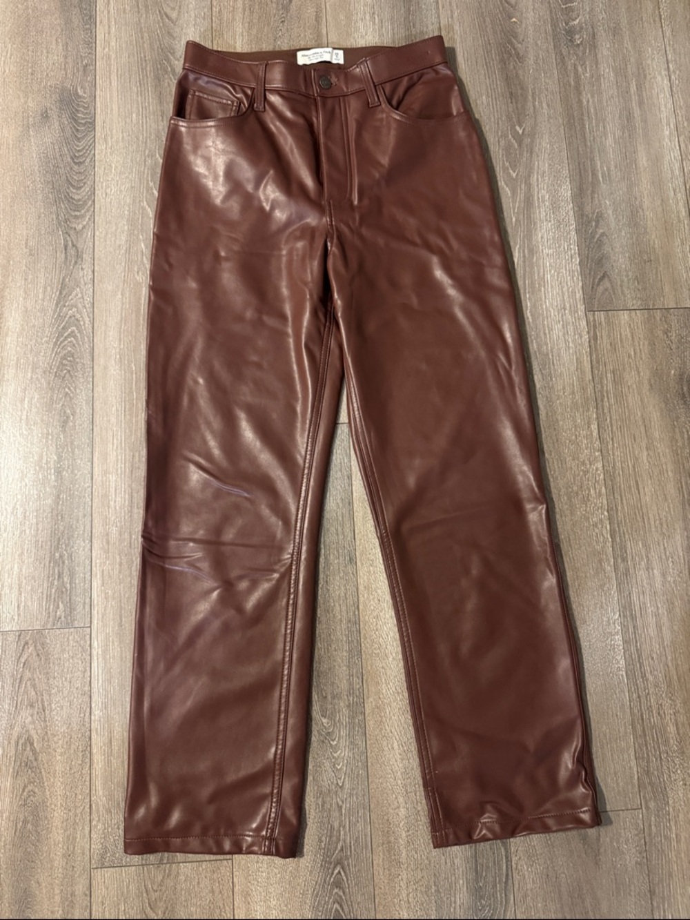 Abercrombie & Fitch Ultra High Rise Faux Leather Pants in Brown